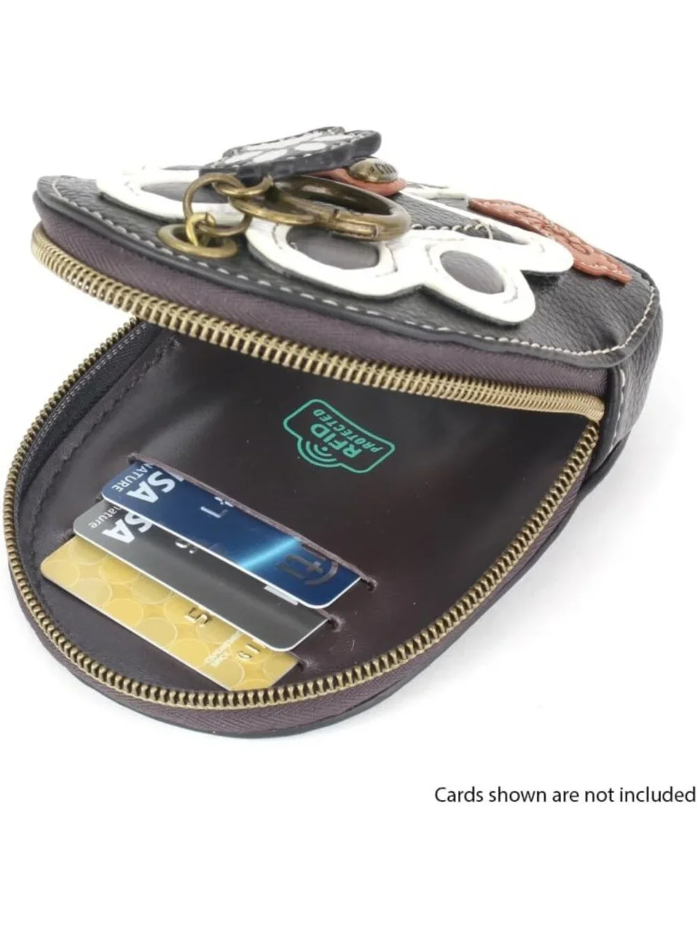 RFID Mini Coin Purse Keychain - Women's Card Holder & Coin Accessory - Black